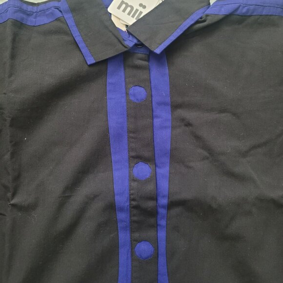 NWT Mii COLLECTION Women's Oversized Shirt Black/Blue Size XS - Picture 2 of 5